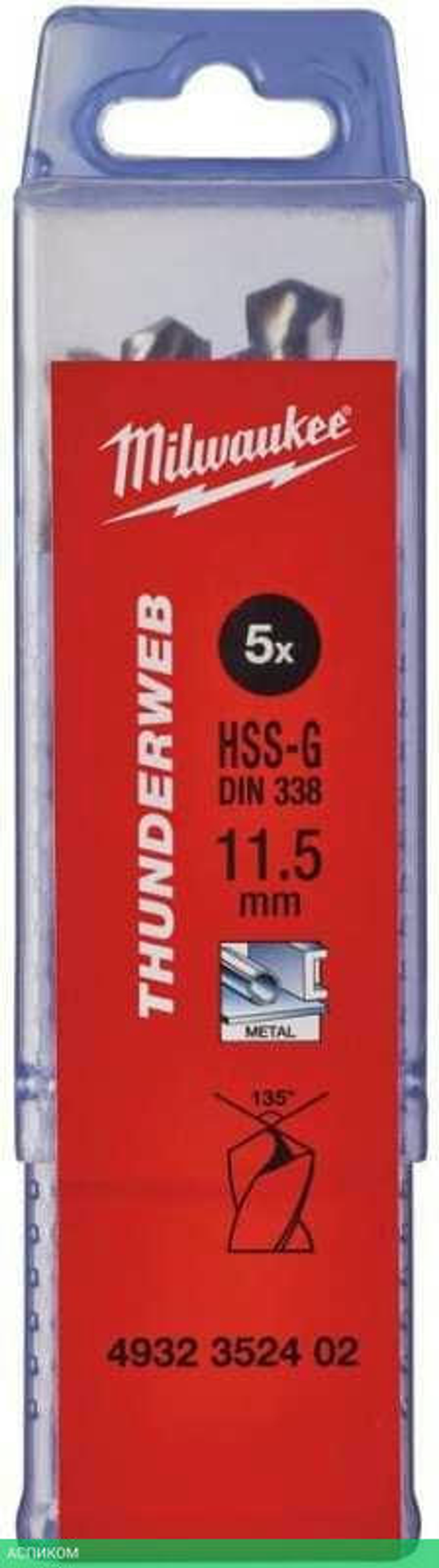 Сверло по металлу Milwaukee Thunderweb HSS-G 11.5x142мм 5шт (4932352402)