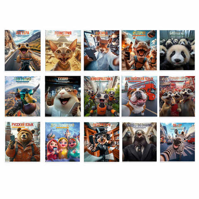 Комплект тетрадей общих, предметных  СЕЛФИ А5+, вн.блок - клетка/линия