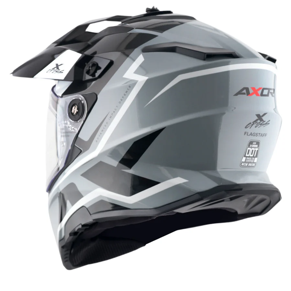 Шлем AXOR X-CROSS FLAG STAFF D/V, с визором, цвет черный/серый (L)
