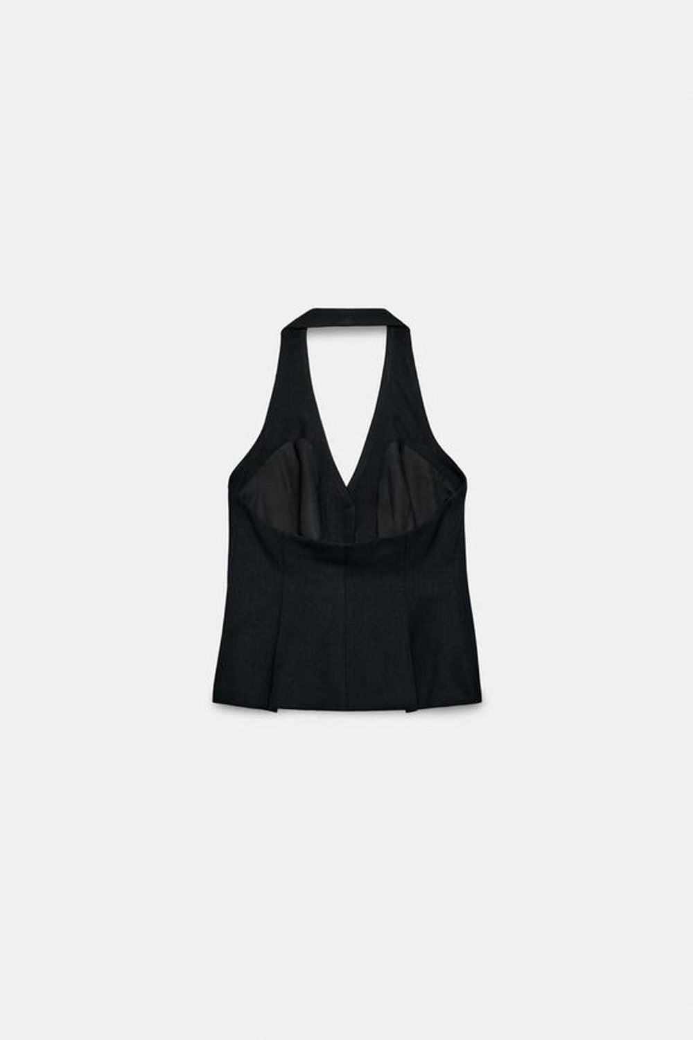 ZARA ТОП-ЖИЛЕТ ХАЛТЕР С ОБТЯЖНЫМИ ПУГОВИЦАМИ, ЧЕРНЫЙ