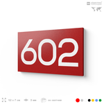 Номер на дверь 602, табличка на дверь для офиса, квартиры, кабинета, аудитории, склада, красная 120х70 мм, Айдентика Технолоджи