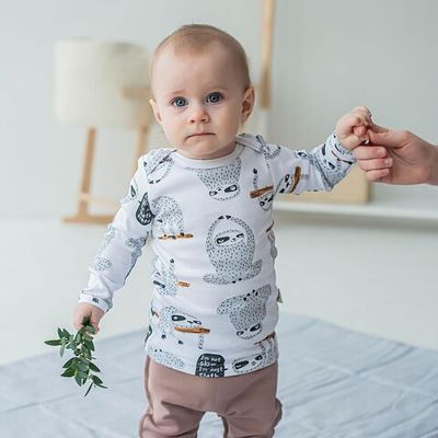 Long-sleeved T-shirt 0-3 months - Sloths