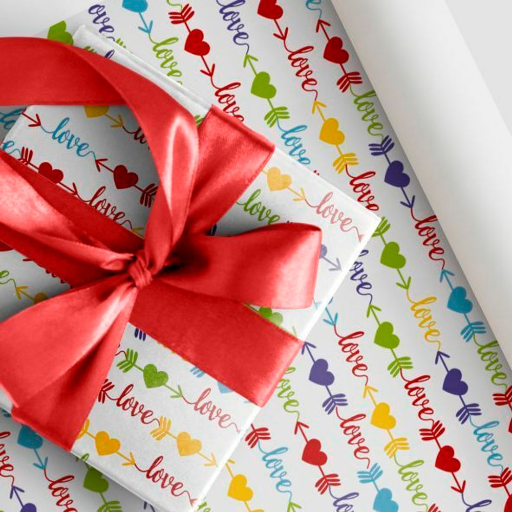 Упаковочная бумага (0,7*1 м) Амур, Влюбленные сердца, 1 шт.