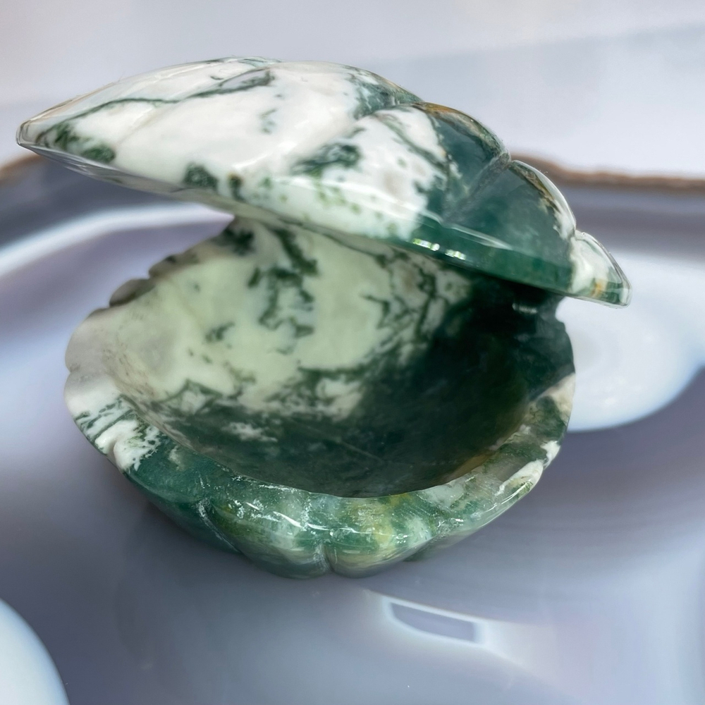 25337 Агат моховой Морской Гребешок фигурка 6*6см