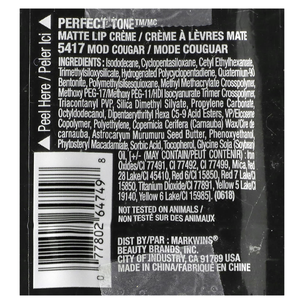 Black Radiance, Perfect Tone, матовый крем для губ, 5417 Mod Cougar, 5,1 мл (0,17 жидк. унции)