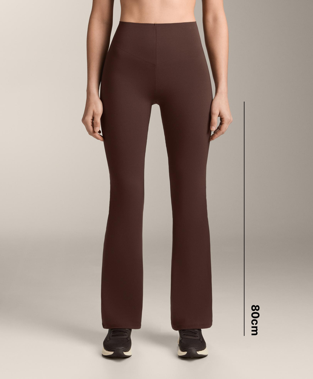 OYSHO Компрессионные брюки клеш Flare Compressive Raise Up, коричневый