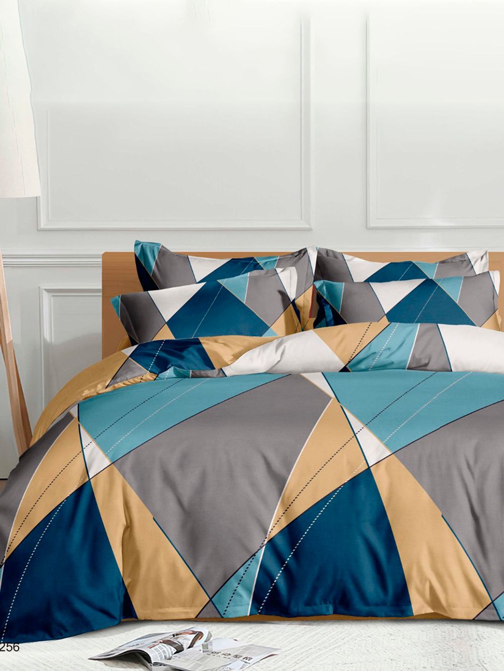 Постельное белье полисатин Simple House "Geometria" 2-спальный на молнии Наволочка 50х70 см 2 шт Простынь на резинке 160х200 см Пододеяльник 175х215 см