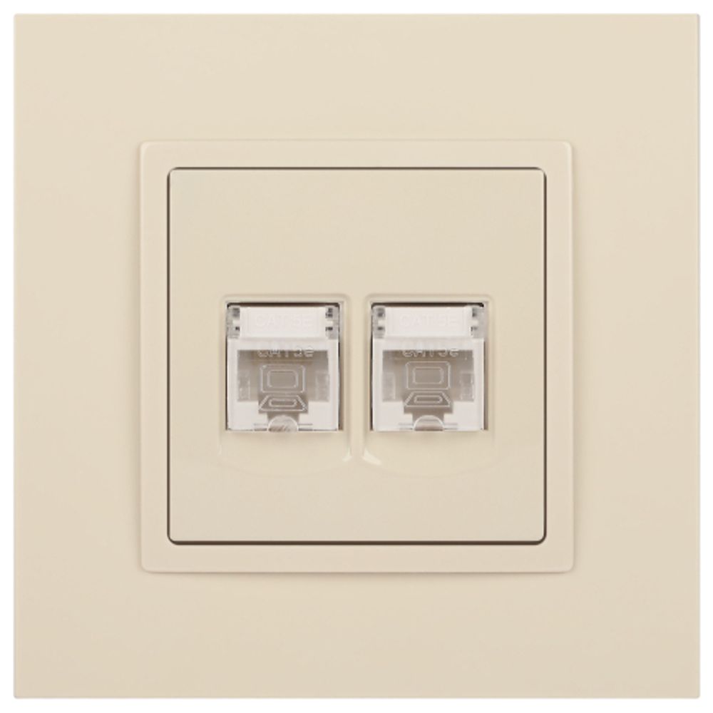 14-3108-02 ЭРА Розетка 2хRJ45, IP20, сл.кость | Elegance Слоновая кость