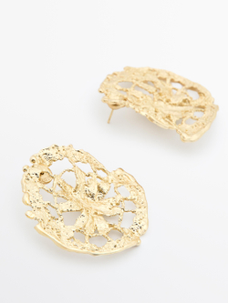 Massimo Dutti Круглые кружевные серьги, золотистый