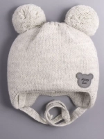 Шапка детская осенняя с завязками и помпонами