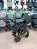 Детская коляска Luxmom F1 2в1 (черный, золотая рама)