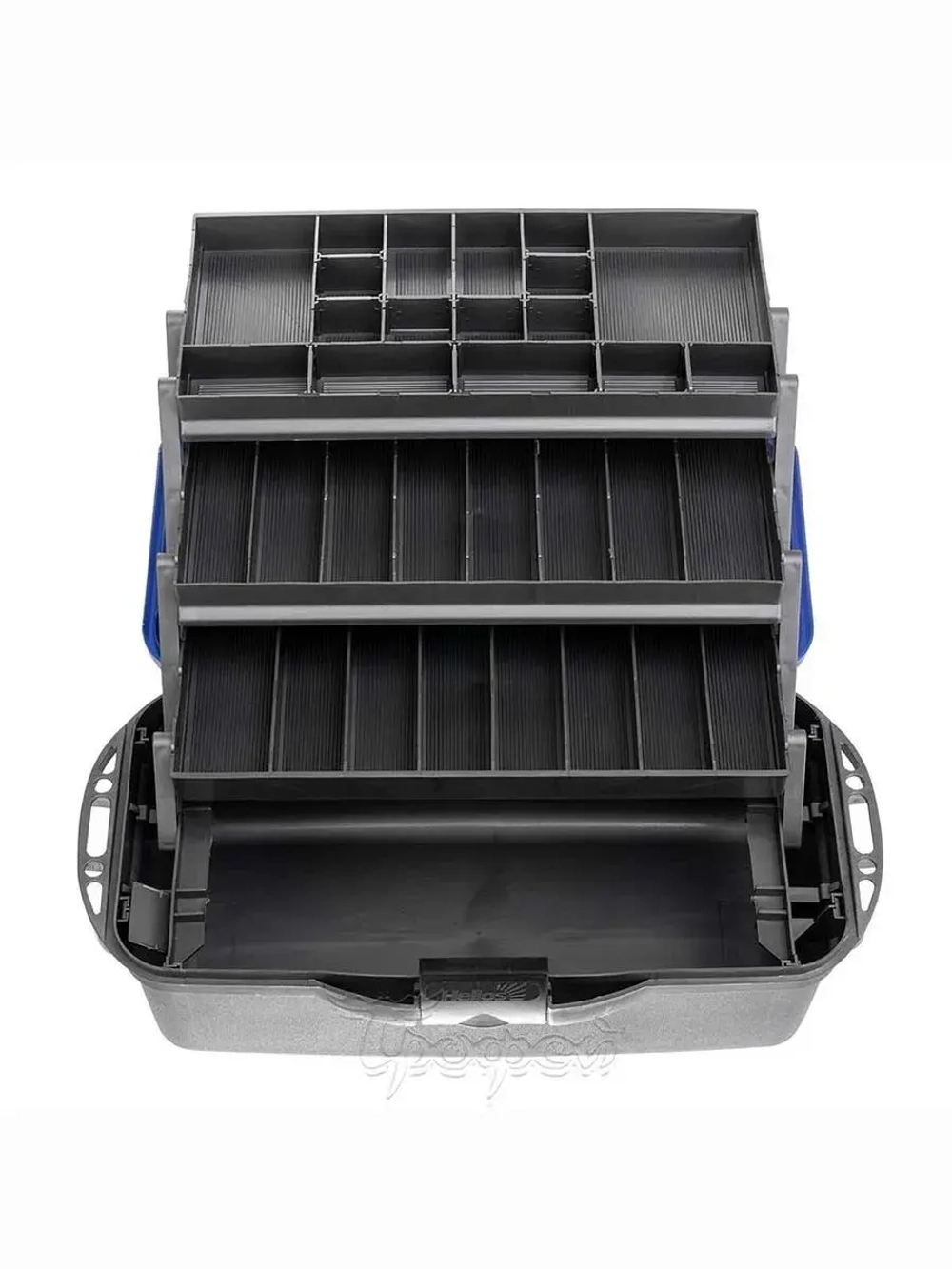 Ящик рыболовный для хранения снастей трехполочный синий