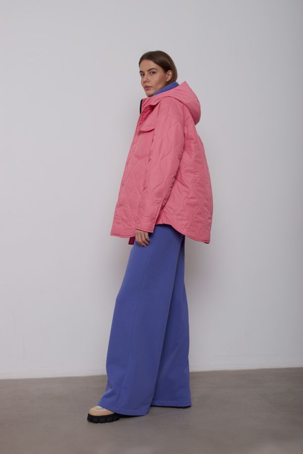 Куртка-рубашка стёганая AW015 розовато-лиловая - фото 3