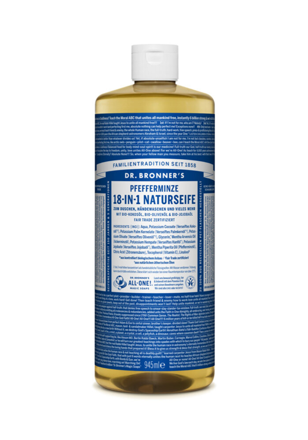Натуральное мыло Dr. Bronner’s 18 в 1 со вкусом мяты перечной, 945 мл.