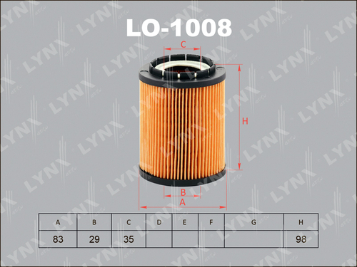 Фильтр масляный   LYNX   LO-1008