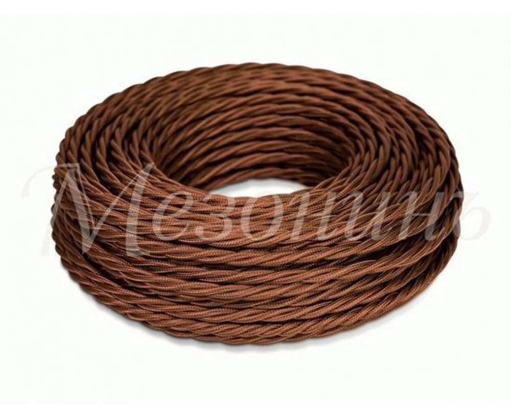 Витой ретро провод "Мезонинъ" 3х2,5 15м/уп ШОКОЛАД GE70152-17