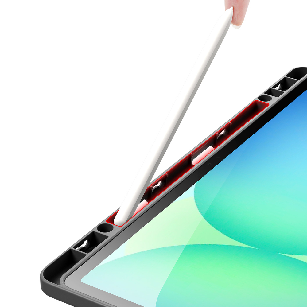 Чехол книжка серого цвета от Dux Ducis для Samsung Galaxy Tab S10 FE+, серия Magi Series Case, с держателем Pencil и функцией автоматического перехода в спящий режим