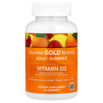 California Gold Nutrition, жевательный витамин D3, со вкусами лимона, апельсина и клубники, 90 жевательных таблеток (25 мкг (1000 МЕ) в 1 таблетке)