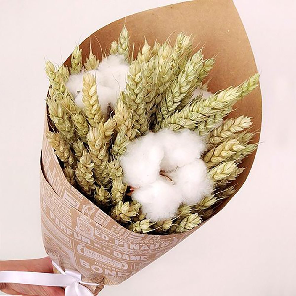 Букет сухоцветов из хлопка и пшеницы Букет сухоцветов из хлопка и пшеницы