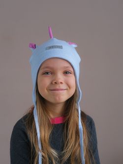 Шапка весенняя/осенняя вязаная (Небесный меланж) UNIC