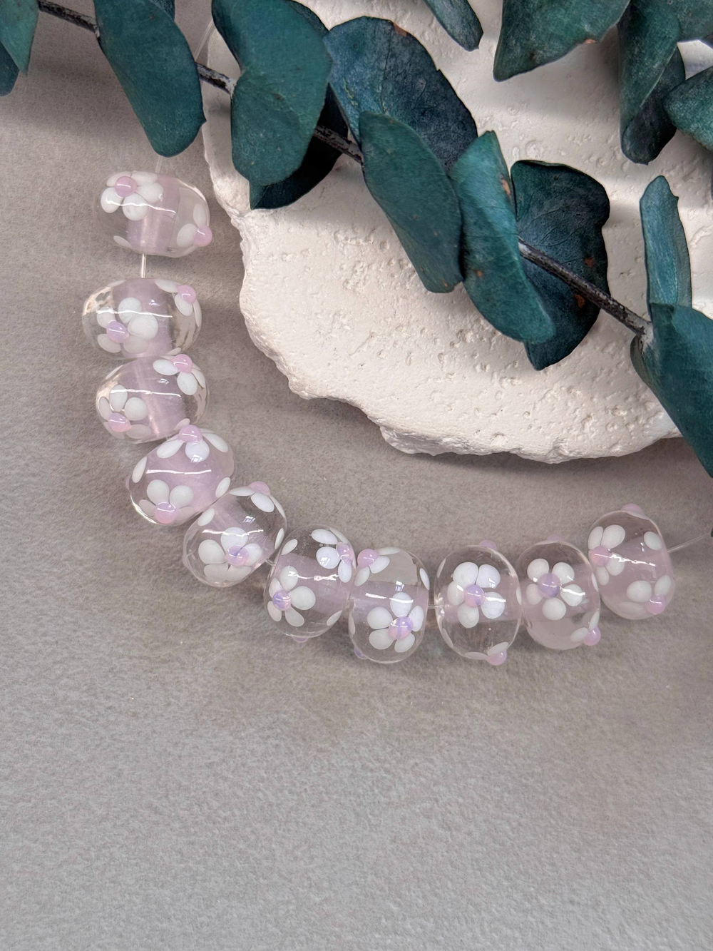 Стеклянные бусины лэмпворк 17*9 мм "Летний сон", 1 штука