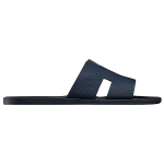 Hermes Izmere first layer cowhide flat-bottomed comfortable fashion sandals men's dark blue, H152415Z HI2