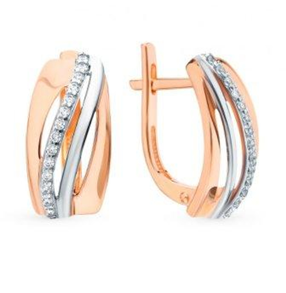 Серьги из золота с фианитами