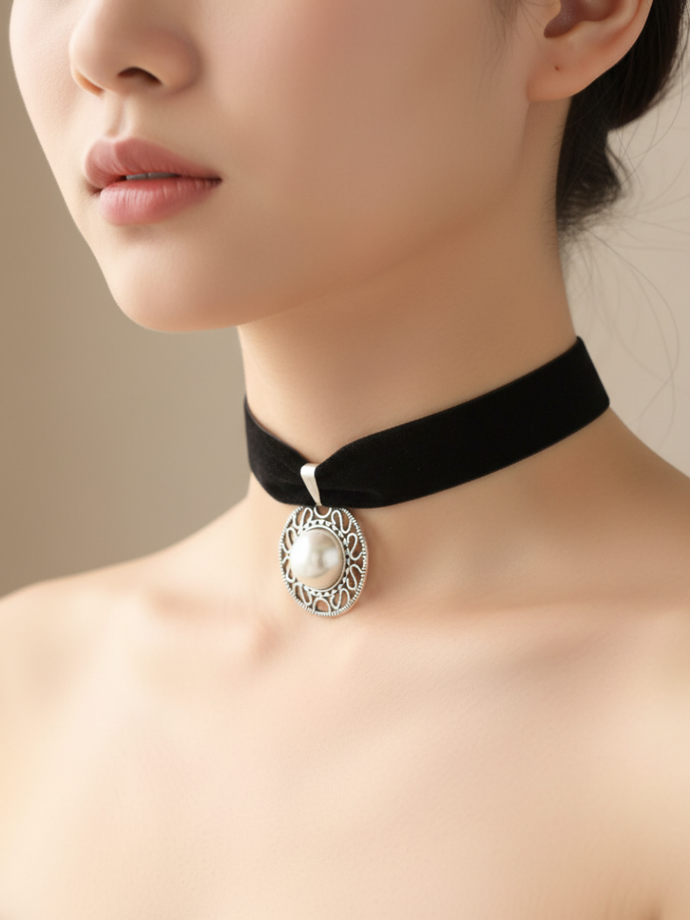 Чокер 2 см с круглой подвеской 2,5 см