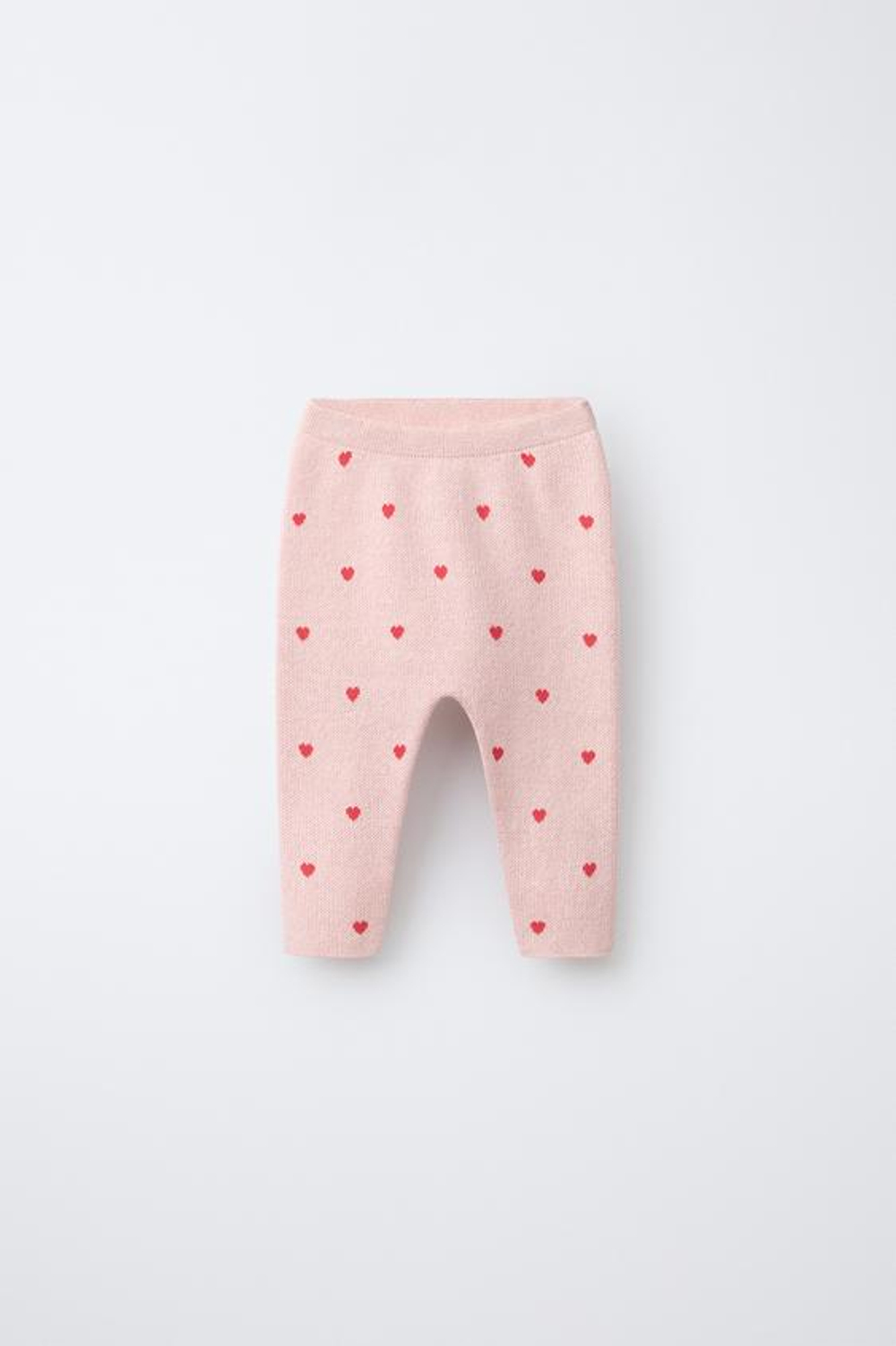 ZARA ТРИКОТАЖНЫЕ БРЮКИ С СЕРДЦАМИ, РОЗОВЫЙ