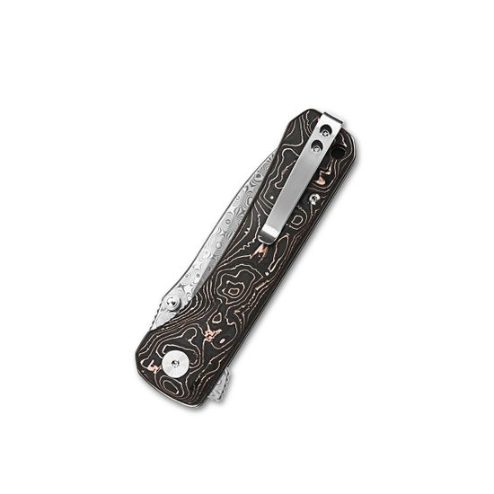 Складной нож QSP QS131-S Hawk c клинком из стали Laminated Damascus, рукоять карбон Copper Foil