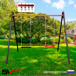 Уличные качели Sv Sport Maxi УК132В2 (2.4м/"Лодочка"/Деревянные/Подвесы на втулке 2к)