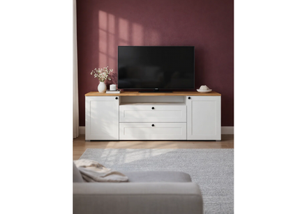 ТВ-тумба Woodville Опра белый шагрень, дуб золотой craft