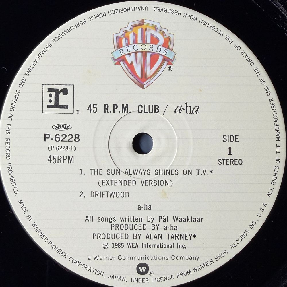 a-ha ‎– 45 R.P.M. Club (Япония 1986г.) 12", 45 RPM