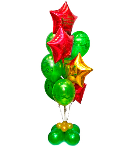 Букет из 10 шаров на стойке + наклейка