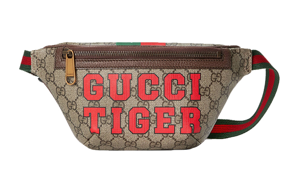 GUCCI Canvas Sling Bag, Fanny Pack Regular Men"s Ebony/Brown