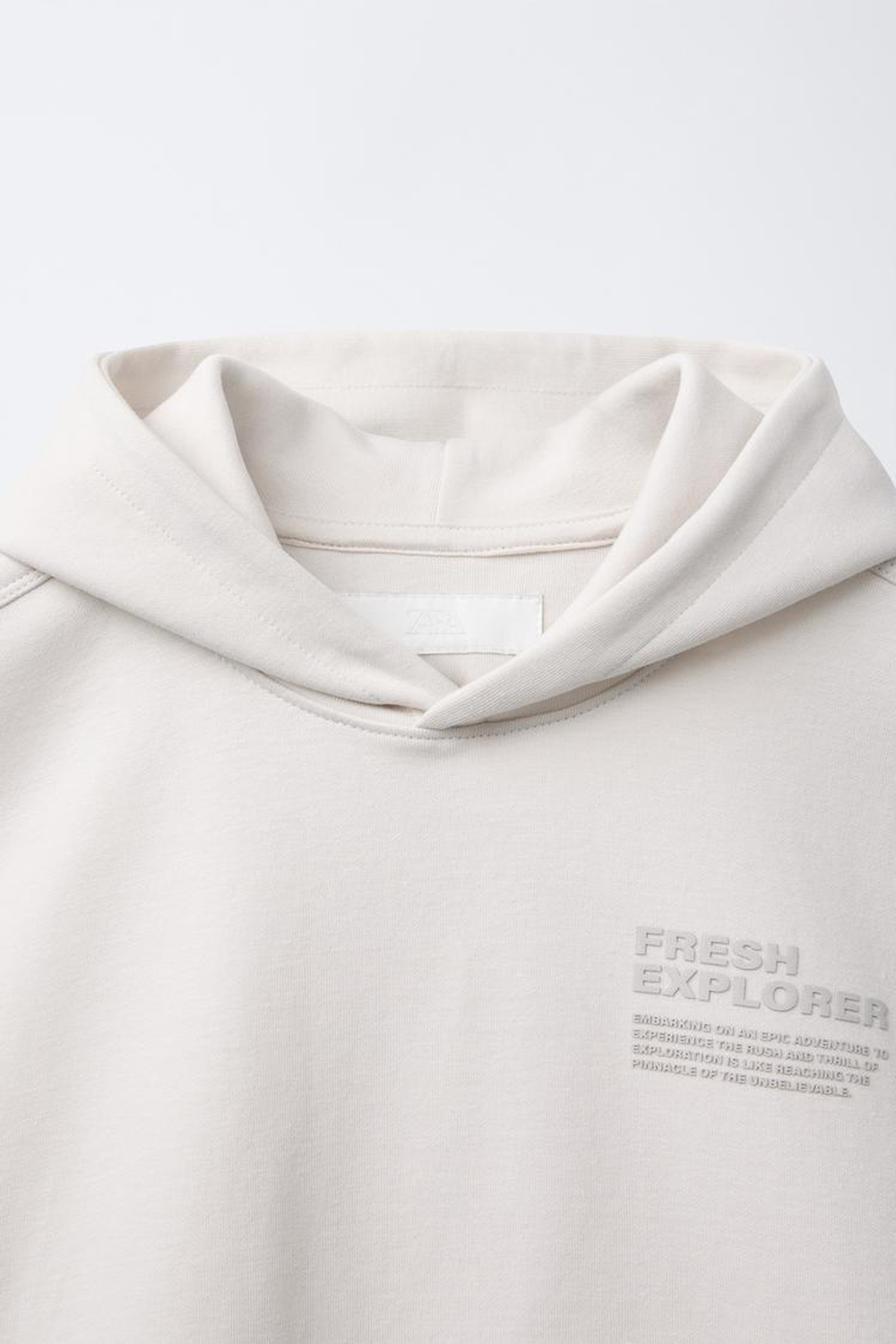 ZARA КОМПЛЕКТ ИЗ ТОЛСТОВКИ И ШОРТОВ INTERLOCK, ЭКРЮ