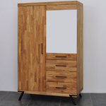 Шкаф для одежды, 120х62х190, Флеверс, с зеркалом и ящиками, распашной, из массива дуба, MAKOSA