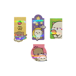 Закладки магнитные для книг, 4шт., MESHU "Cute kittens", ламинация с блестками MS_58275