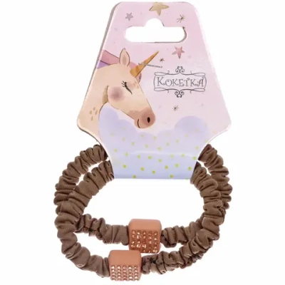 Резинки для волос 2шт «КИРА», квадратики, микс 5 цветов, d-5см (подвес Единорог)