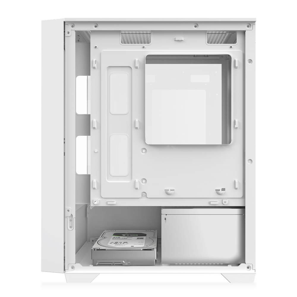 Корпус BaseTech eXtreme GFX-06, Без БП, mATX, белый, 4xFRGB FAN, 2xUSB2, 1xUSB3, бок: закалённое стекло (BT-GFX-06W-MESH-4F-RGB)