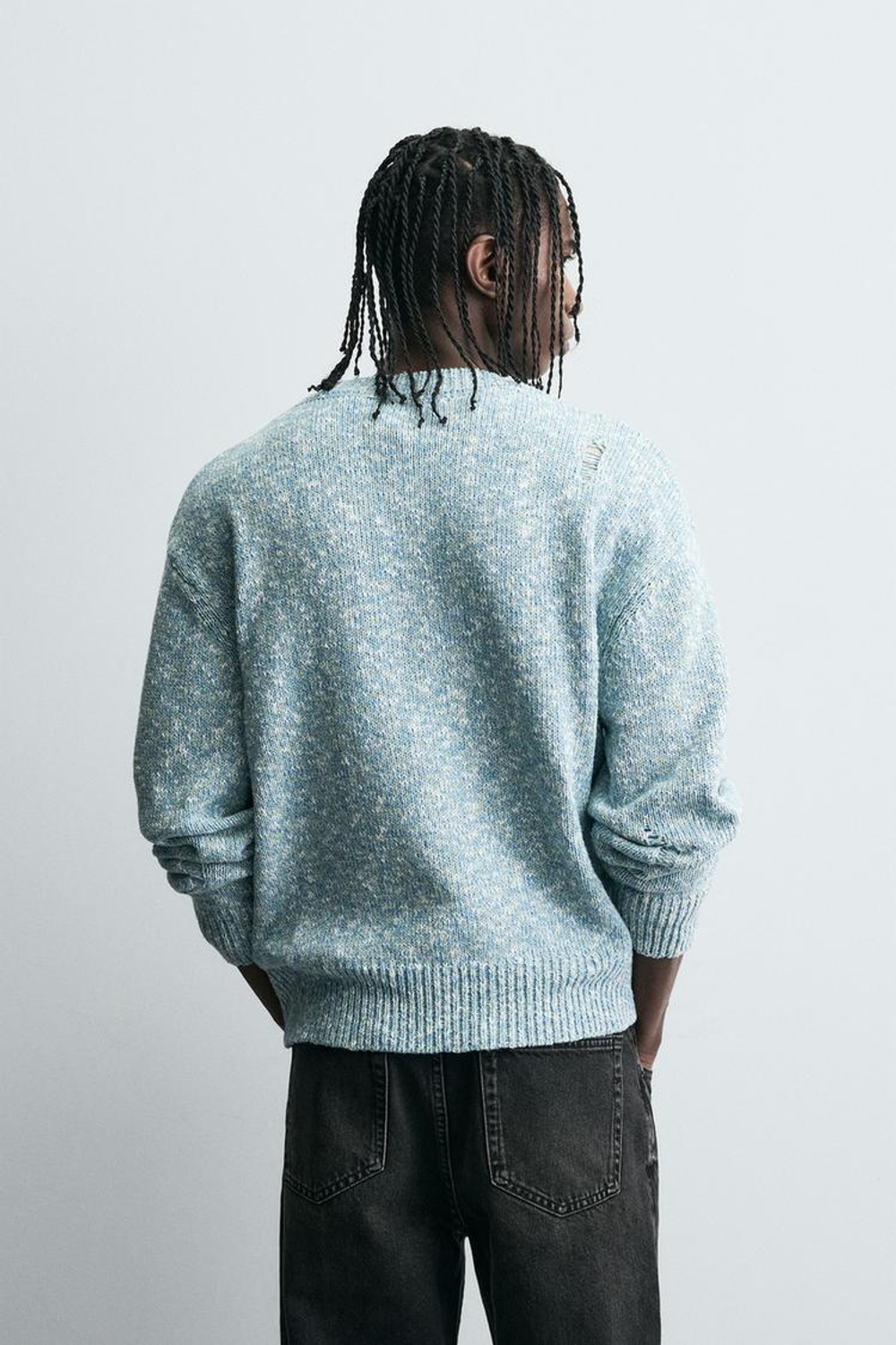 ZARA КАРДИГАН С АЖУРНЫМ УЗОРОМ, ГОЛУБОЙ