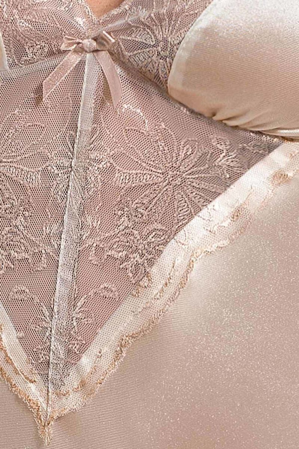 Соблазнительная сорочка с кружевами на лифе Lotus (Размер: XXL-XXXL) (Цвет: кремовый)