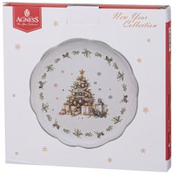 ТАРЕЛКА ЗАКУСОЧНАЯ AGNESS "С НОВЫМ ГОДОМ!" 20,3*2 СМ (КОР=16ШТ.)