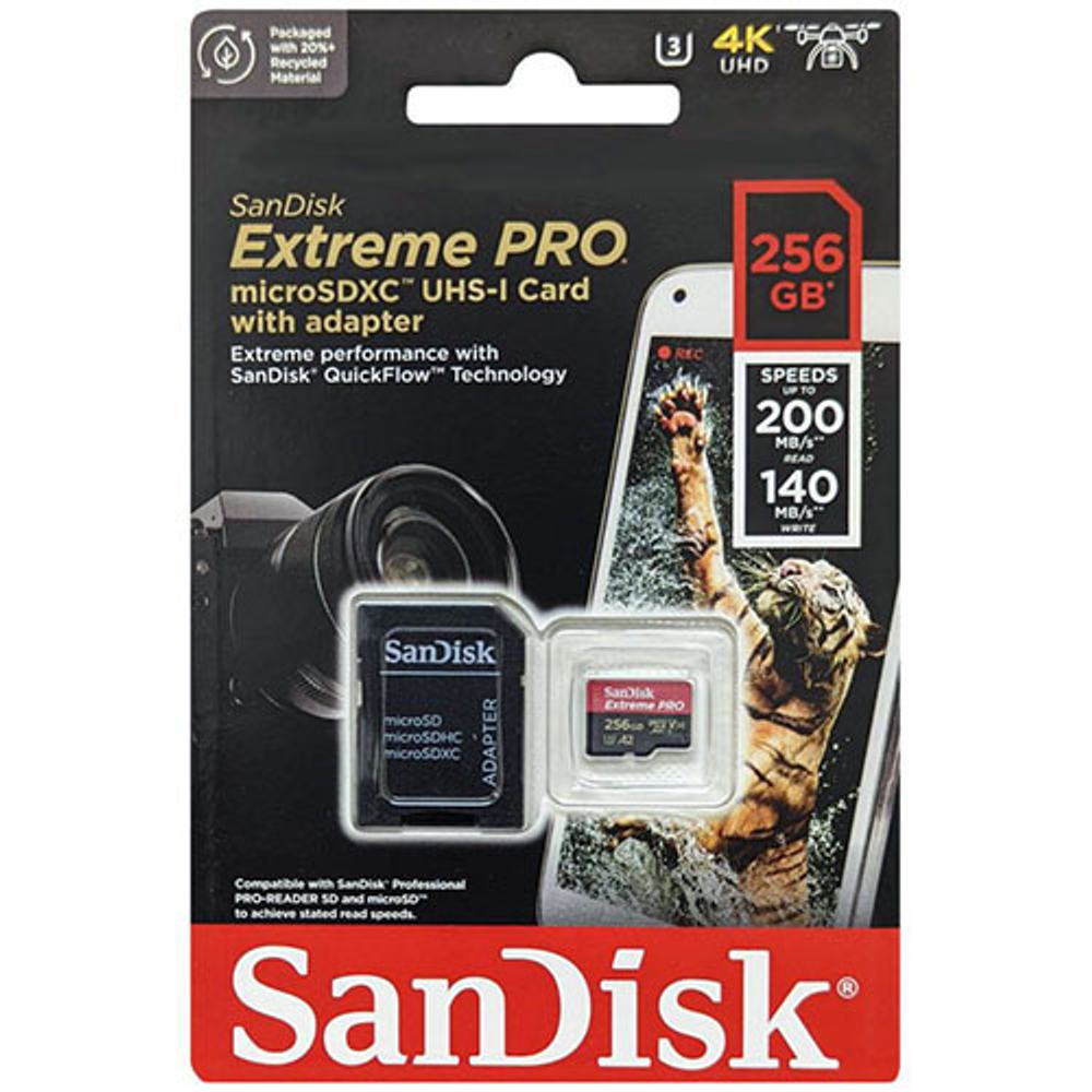 Флеш карта SanDisk Extreme PRO microSDXC™ UHS-I - 256 ГБ 200/140MB/s