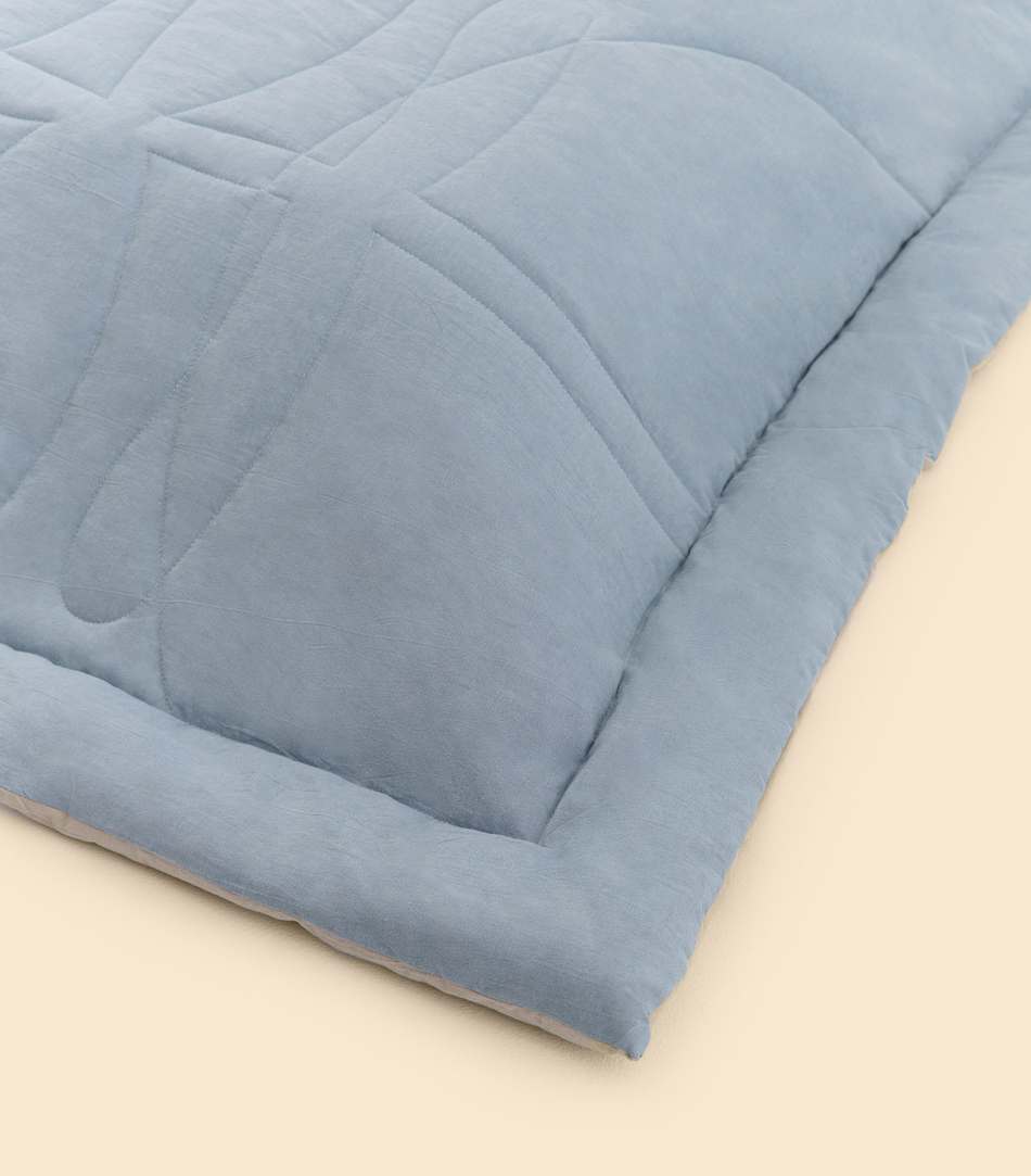 Одеяло «YURA» из вареного xлопка - Бежево-голубой