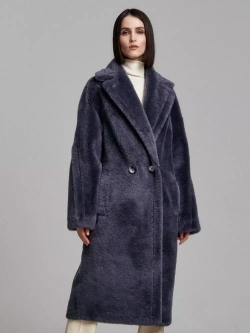 Шуба из овечьей шерсти чебурашка пальто тедди, графитовая, SilverFox