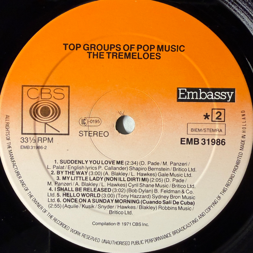 The Tremeloes ‎– Top Groups Of Pop Music (Голландия 1981г.)