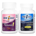 One-A-Day, Пакет для пар перед беременностью, здоровье женщин в пренатальном периоде 1 и для мужчин в период до зачатия, 30 капсул для беременных для женщин, 30 таблеток для мужчин перед зачатием