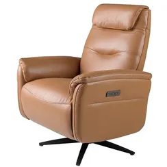 Кресло-реклайнер поворотное Angel Cerda 5115 из коричновой кожи