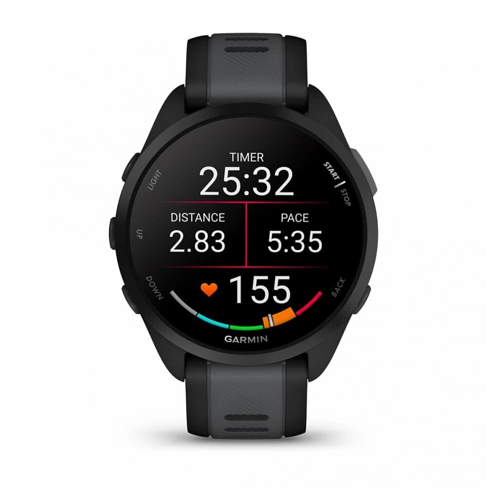 Умные часы Garmin Forerunner 165 Amoled Чёрный с серым ремешком